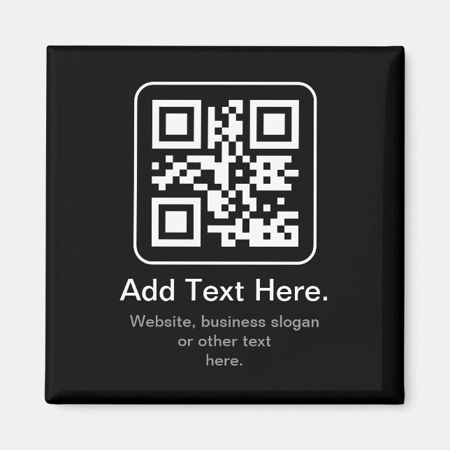 Aimant Code QR scannable moderne | Noir Blanc & Gris (Devant)