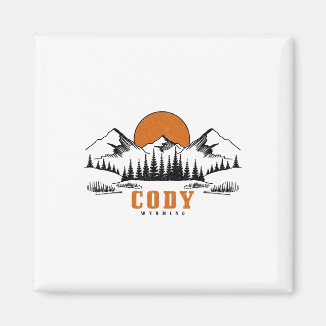 Aimant Cody Wyoming Vintage Mountains Usa America Souveni (Devant)