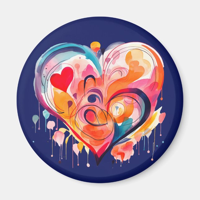 Aimant Coeur aquarelle (Devant)