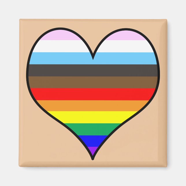 Aimant Coeur arc-en-ciel (Devant)