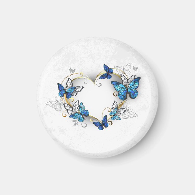Aimant Coeur bijoux avec papillons Morpho (Devant)