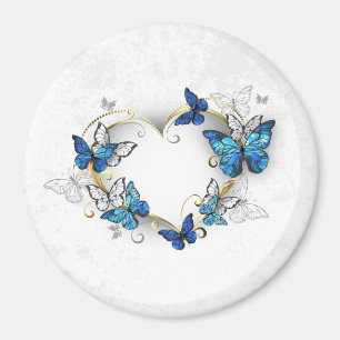 Aimant Coeur bijoux avec papillons Morpho