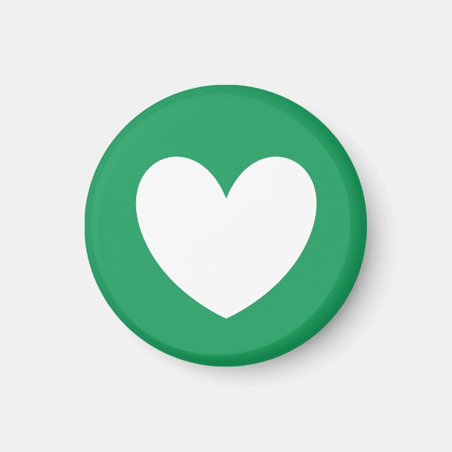 Aimant Coeur blanc sur Kelly green (Devant)