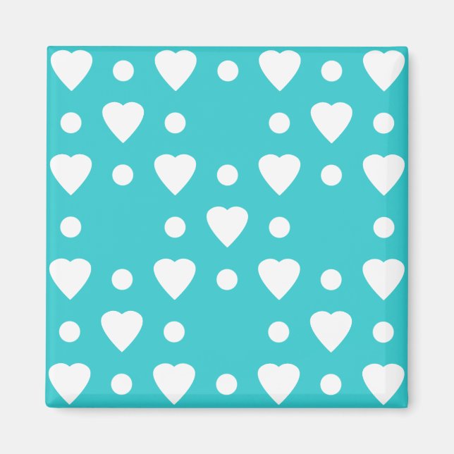 Aimant Coeur bleu et blanc motif (Devant)