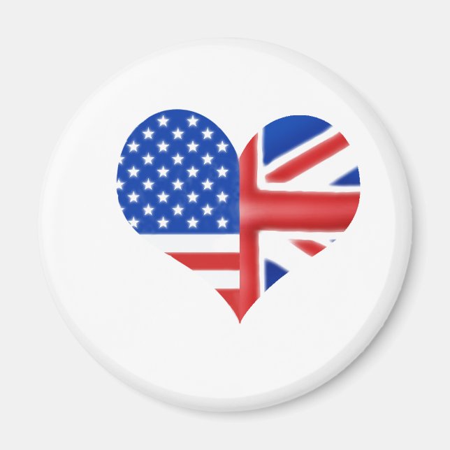 Aimant Coeur britannique américain (Devant)