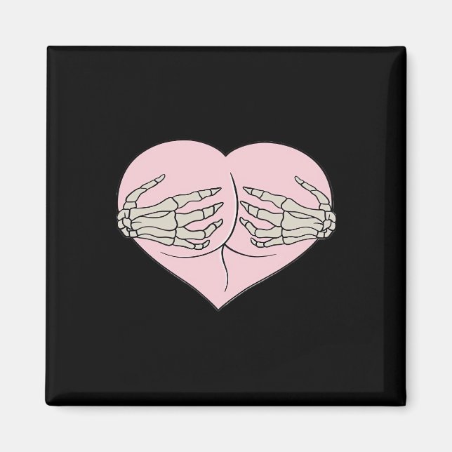 Aimant Coeur Butt Hug Skeleton Mains Classique (Devant)