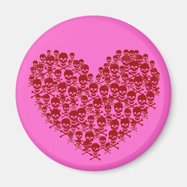 Aimant Coeur crâne rouge (Devant)