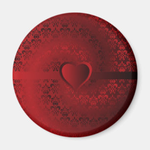 Aimant Coeur damassé rouge