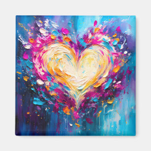 Aimant Cœur d'amour moderne abstrait coloré