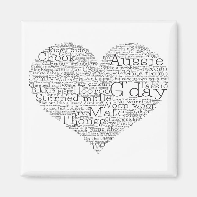 Aimant Coeur d'argot australien (Devant)