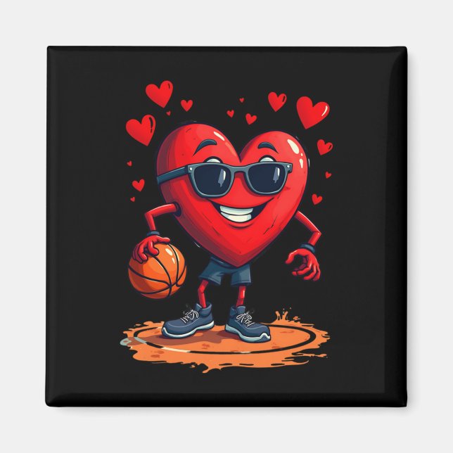 Aimant Coeur De Basketball - Amour Et Boucles Conception  (Devant)