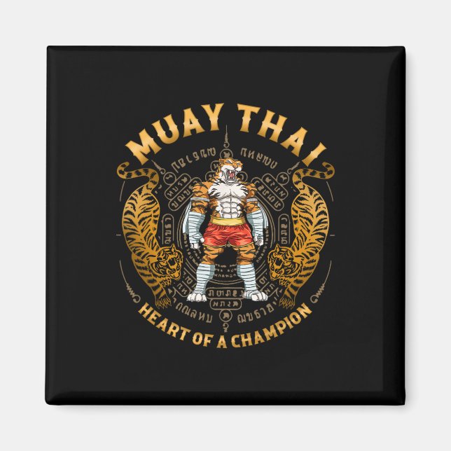 Aimant Cœur de champion - Kickboxing et Muay Thai Tra (Devant)