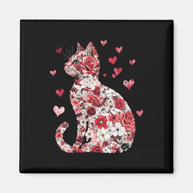 Aimant Cœur de chat de la Saint-Valentin - Joyeuse Méowen (Devant)