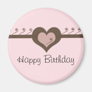Aimant Cœur de chocolat rose pour anniversaire