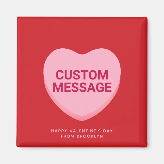 Aimant Coeur de conversation de message personnalisé roug (Devant)