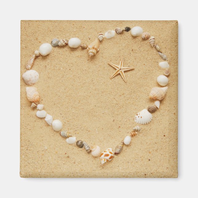 Aimant Coeur de coquillages avec Starfish (Devant)