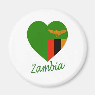 Aimant Coeur de drapeau de la Zambie