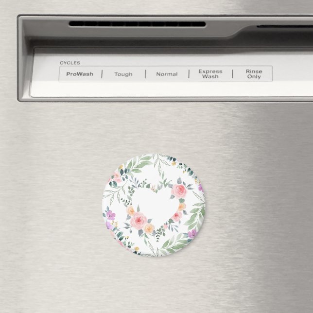 Aimant Cœur de Fleur Rose (In Situ (Lave-vaisselle))