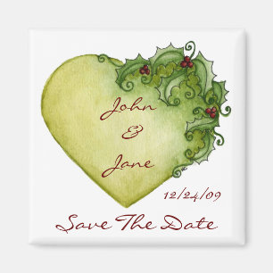 Aimant Coeur de houx - sauvez l'aimant de date