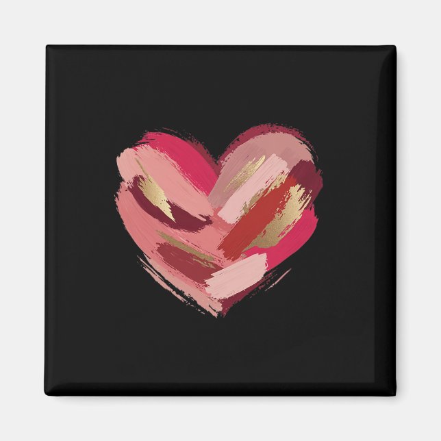 Aimant Cœur de la Saint-Valentin coup de pinceau  (Devant)