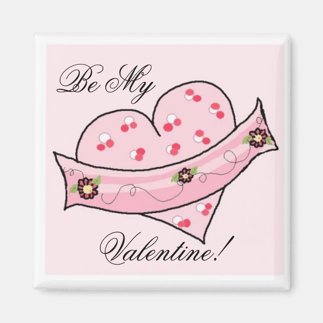 Aimant Cœur de la Saint-Valentin rose avec une écharpe (Devant)