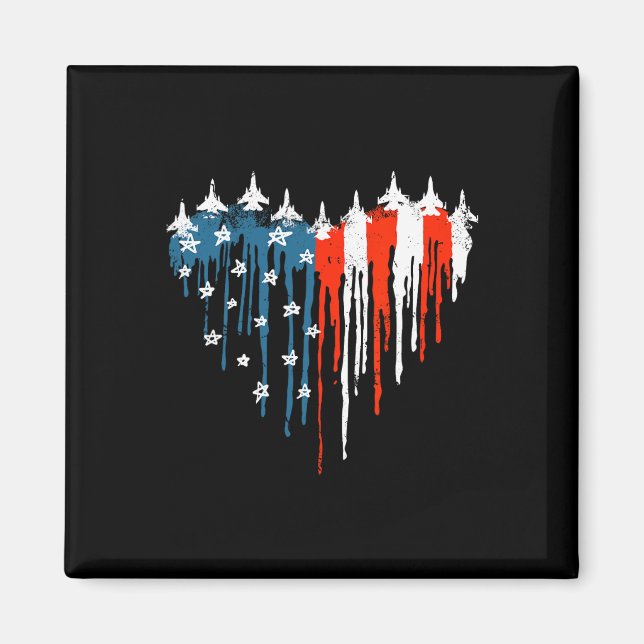Aimant Coeur de l'avion Rouge Blanc Bleu Drapeau Américai (Devant)