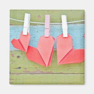 Aimant Coeur de papier accrochant sur la corde à  linge