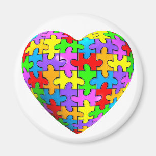 Aimant Coeur de puzzle d'autisme