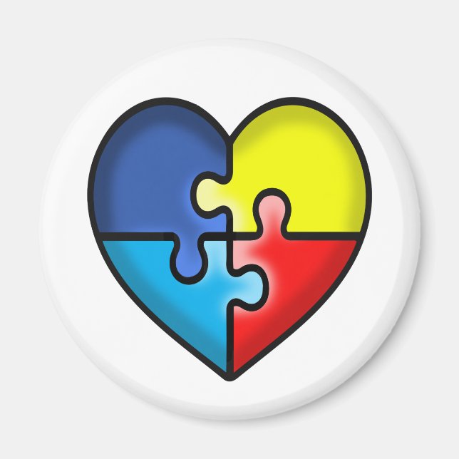 Aimant coeur de sensibilisation sur l'autisme (Devant)