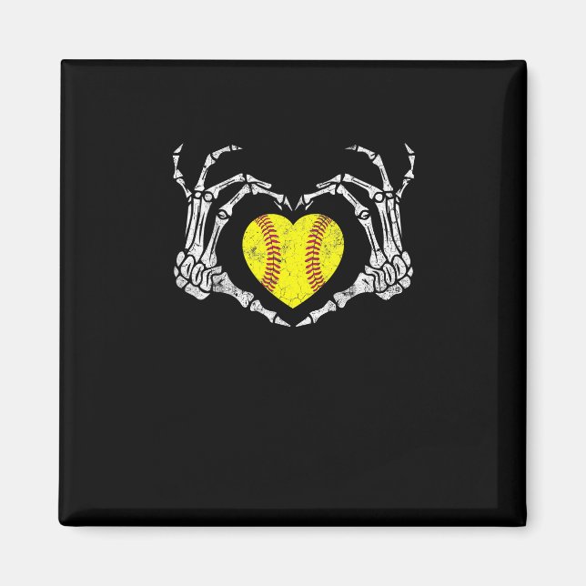 Aimant Coeur de softball Skeleton main Halloween Costume  (Devant)
