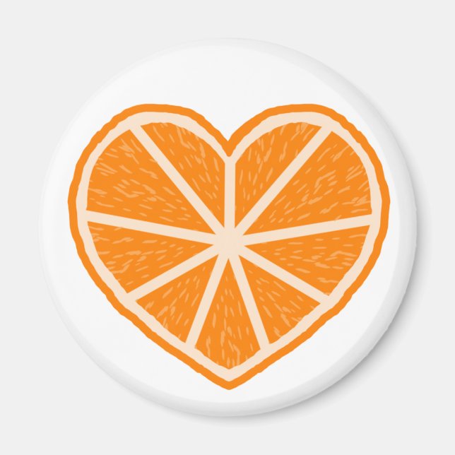 Aimant Coeur de tranche orange (Devant)