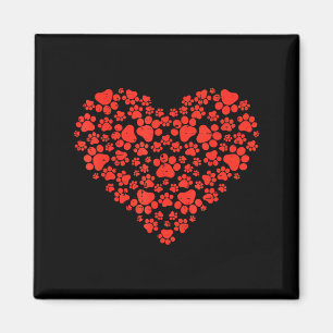 Aimant Cœur d'empreinte de patte Mignon Saint-Valentin Am