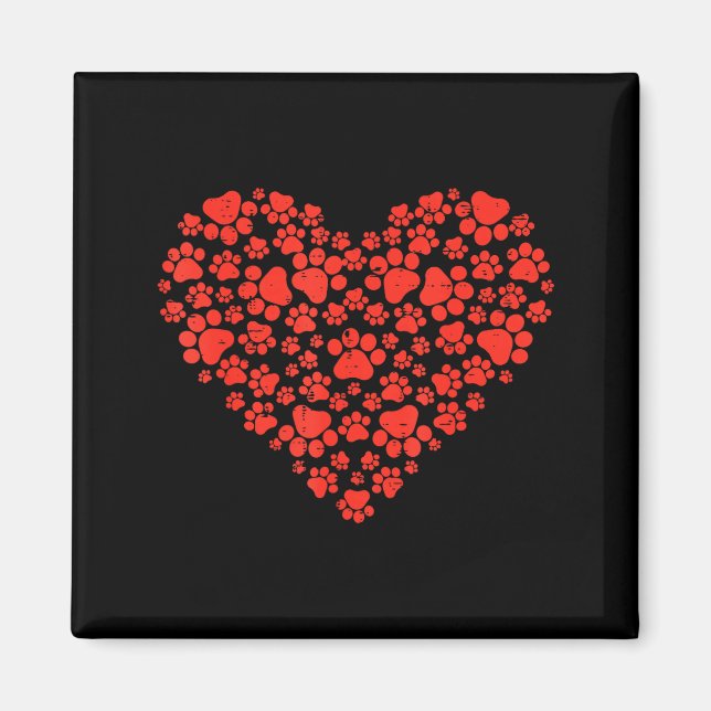 Aimant Cœur d'empreinte de patte Mignon Saint-Valentin Am (Devant)