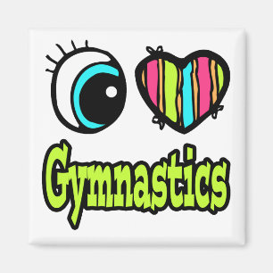 Aimant Coeur des yeux lumineux J'aime la gymnastique