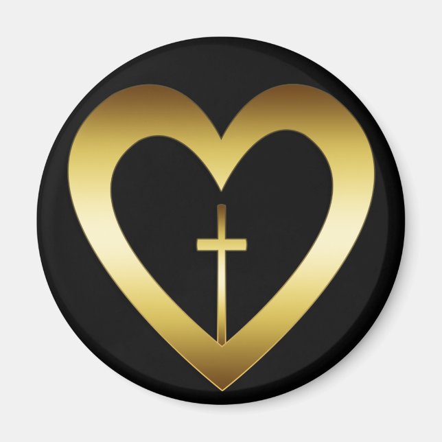 AIMANT COEUR D'OR ET CROIX (Devant)