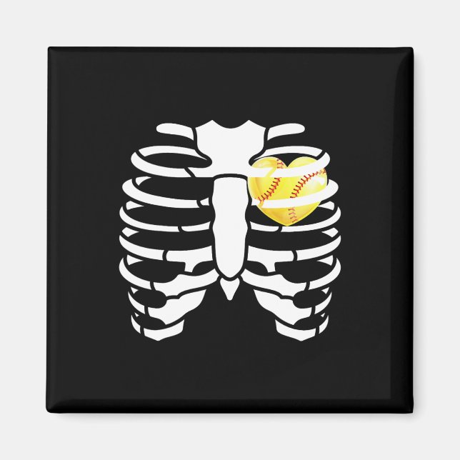 Aimant Coeur doux dans les côtes Skeleton Halloween Costu (Devant)