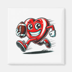 Aimant Cœur drôle de football américain Saint-Valentin Sr