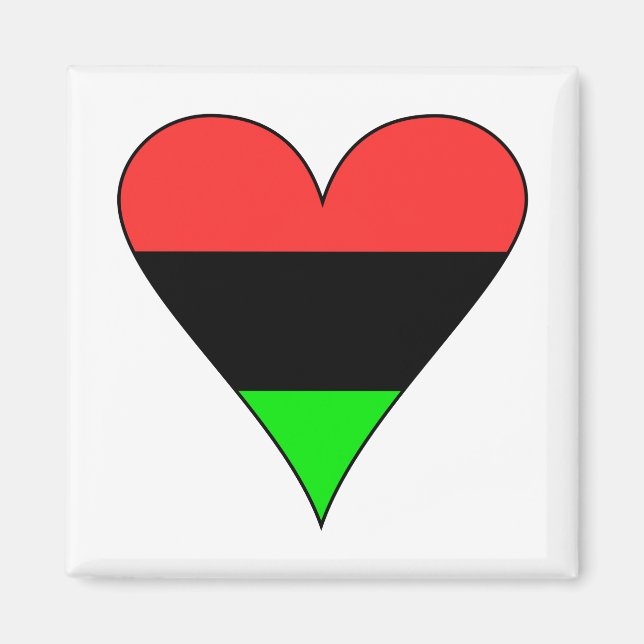 Aimant Coeur du drapeau africain américain (Devant)