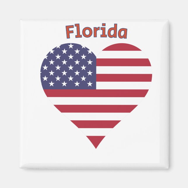 Aimant Cœur du drapeau américain de Floride (Devant)