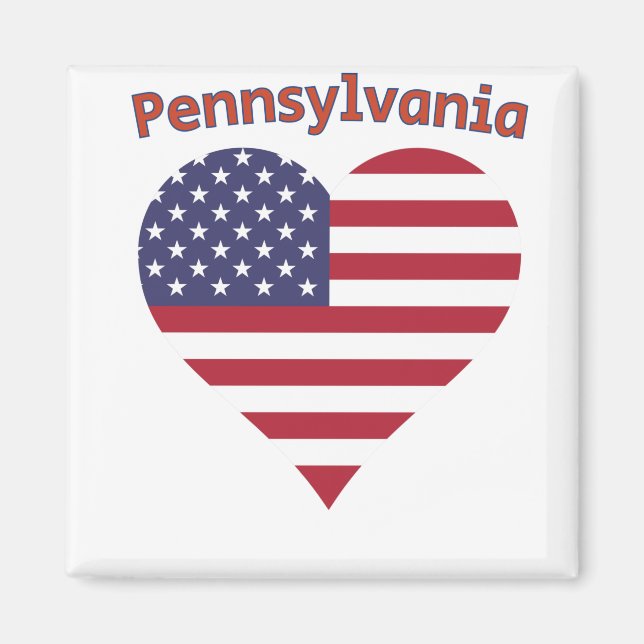Aimant Coeur du drapeau américain de Pennsylvanie (Devant)