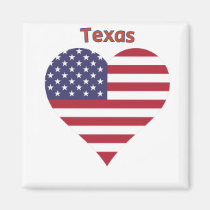 Aimant Coeur du drapeau américain du Texas