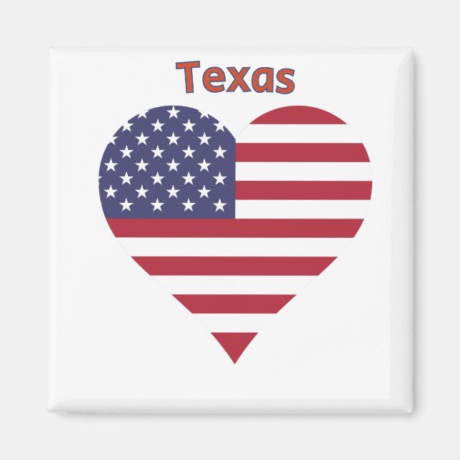 Aimant Coeur du drapeau américain du Texas (Devant)