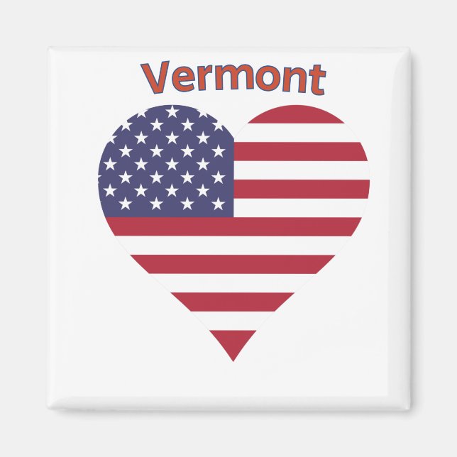 Aimant Coeur du drapeau américain du Vermont (Devant)