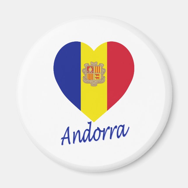 Aimant Coeur du drapeau d'Andorre (Devant)