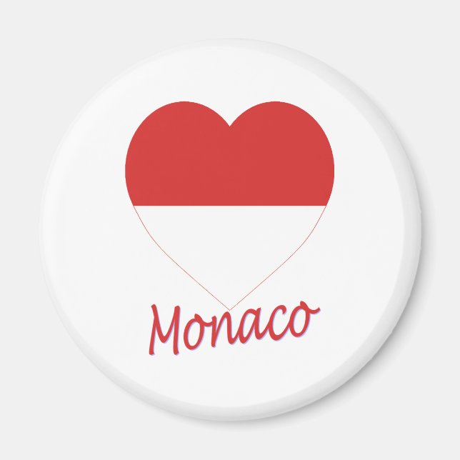 Aimant Coeur du drapeau de Monaco (Devant)