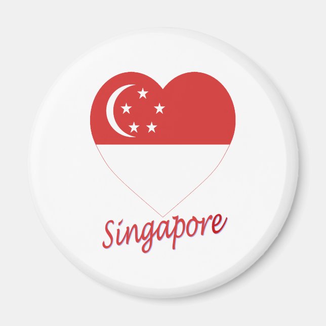 Aimant Coeur du drapeau de Singapour (Devant)