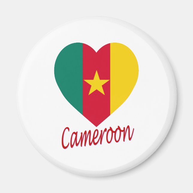 Aimant Coeur du drapeau du Cameroun (Devant)