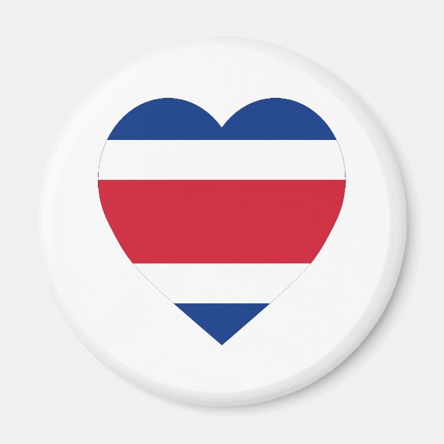 Aimant Coeur du drapeau du Costa Rica (Devant)
