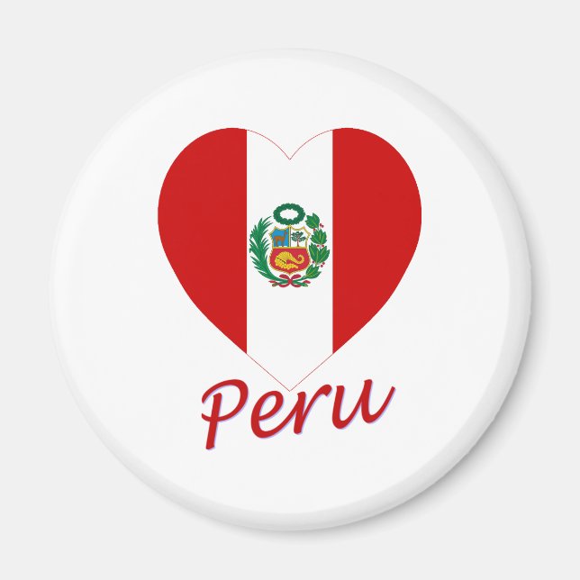 Aimant Coeur du drapeau du Pérou (Devant)