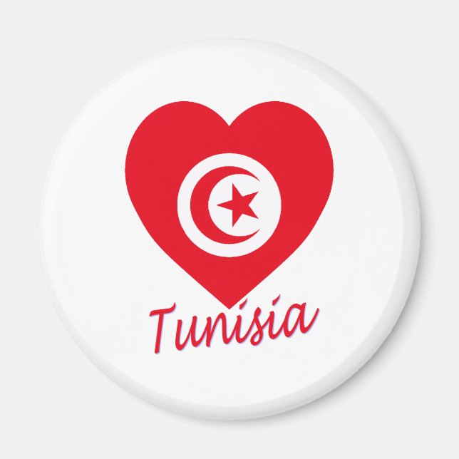 Aimant Coeur du drapeau tunisien (Devant)